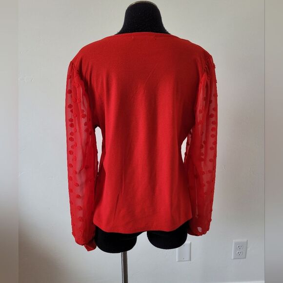 A Love Story Red Blouse Romantic Date Night Feminine Sexy Coquette Office Large - Picture 4 of 9